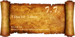 Tibold Tibor névjegykártya